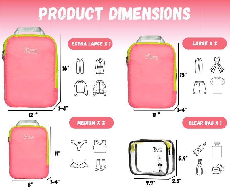 SUITEDNOMAD Ultralight Compression Packing Cubes Set, Suitcase and Backpack Travel Organizer Bags - Image 3
