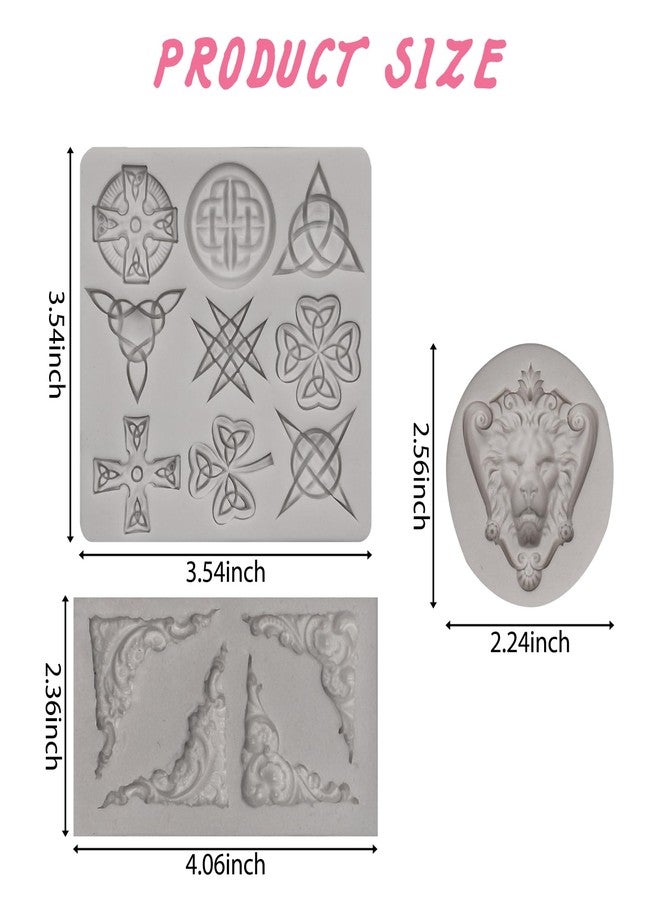 Caregene Lion Head Silicone Molds Decorative Celtic Knot Clay Mold Corner Silicone Molds for Furniture Jewelry Box Gifts Box - Image 2