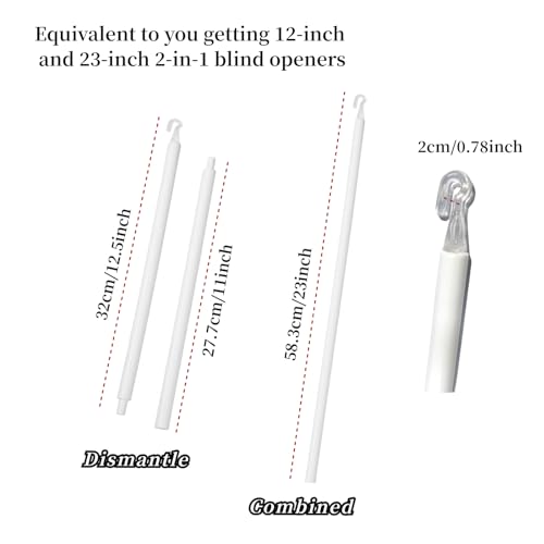 Cansybil 2 Set 24Inch Blind Wand Replacement with Hooks, Curtain Rod Replacement with Handles and Hooks, Curtain Pull Rod Wand - Image 2
