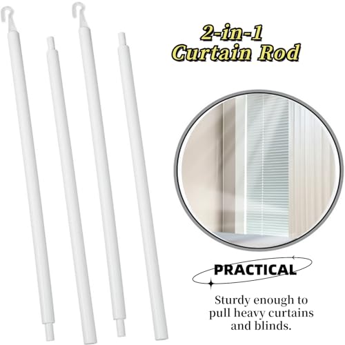 Cansybil 2 Set 24Inch Blind Wand Replacement with Hooks, Curtain Rod Replacement with Handles and Hooks, Curtain Pull Rod Wand - Image 3