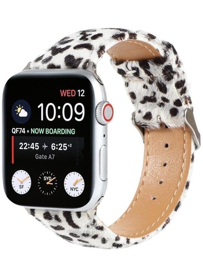 NIBEMINENT Horsehair Fluffy Leopard Print Strap For Apple Watch Series 7 41mm/6 & SE 5 4 40mm/3 2 1 38mm Multicolour - Image 3