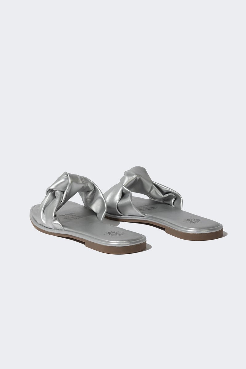 DeFacto Grey Woman Woman Flat Sole Single Strap Faux Leather Slippers Casual - Image 4