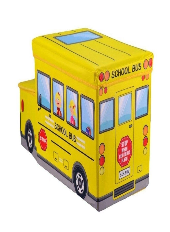 4AJ BAZAAR Foldable Storage and Toy Box - Stool Bus Shaped (Yellow) - Image 3