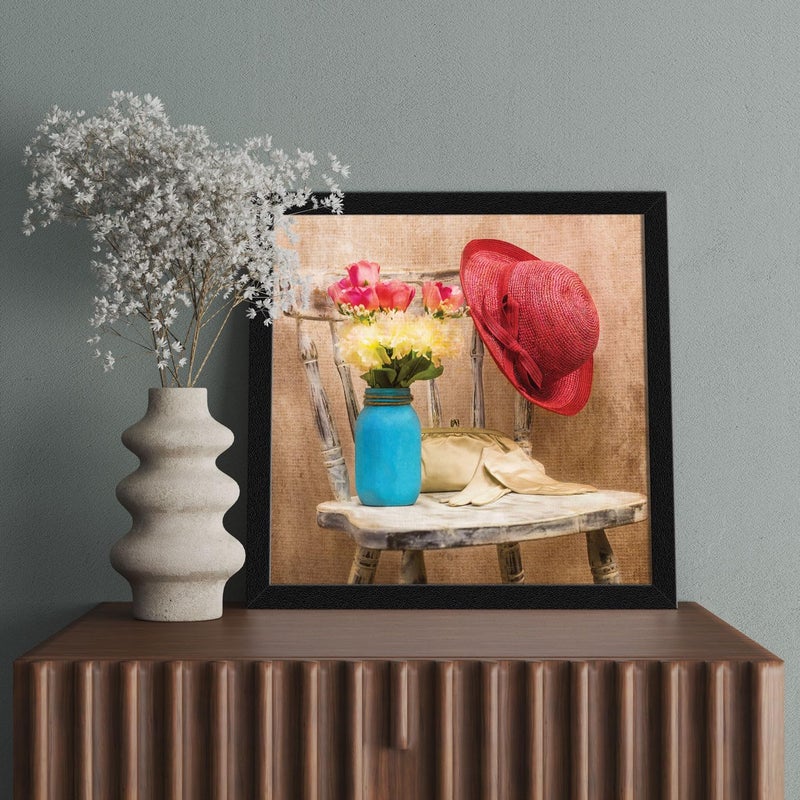 ArtX Paper Flower Wall Art Framed Painting Wall Decor For Living Room Multicolor Floral 13 X 13 inches Set of 1 AXB00341FLR - Image 3