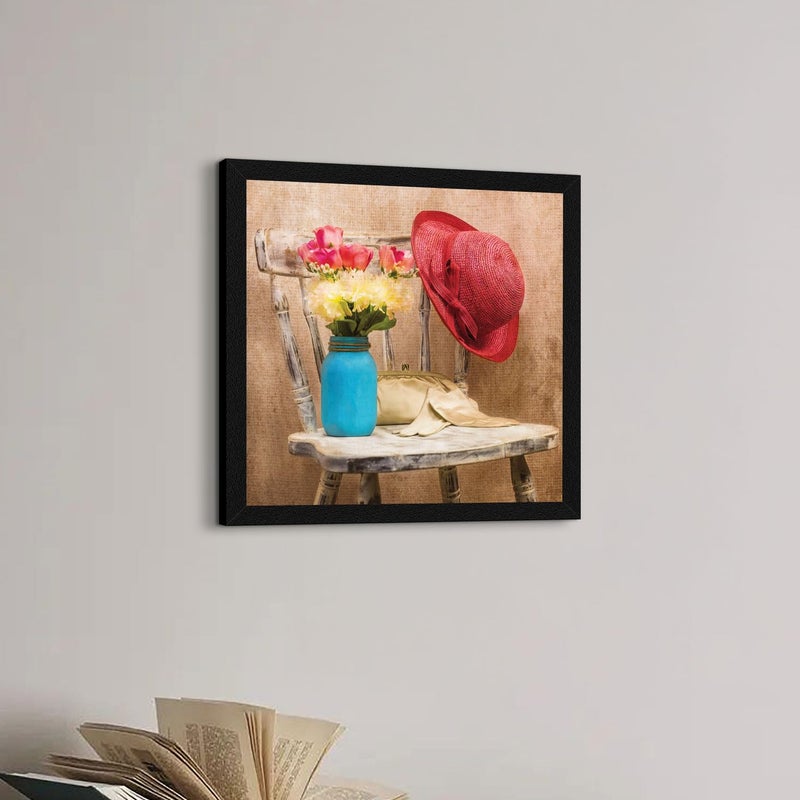 ArtX Paper Flower Wall Art Framed Painting Wall Decor For Living Room Multicolor Floral 13 X 13 inches Set of 1 AXB00341FLR - Image 4