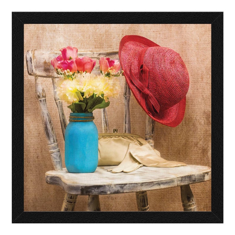 ArtX Paper Flower Wall Art Framed Painting Wall Decor For Living Room Multicolor Floral 13 X 13 inches Set of 1 AXB00341FLR - Image 1