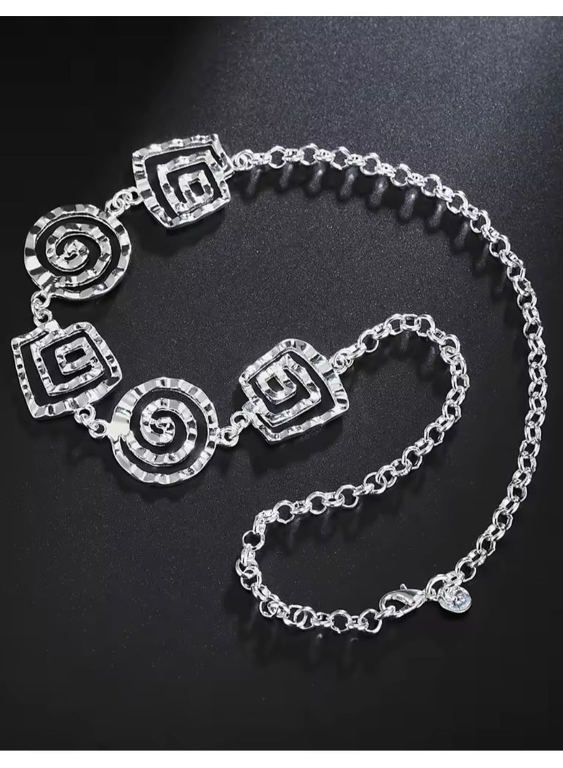 سلسال نسائي فاخر وأنيق مطلي بالفضة الخالصة 925 - Image 4