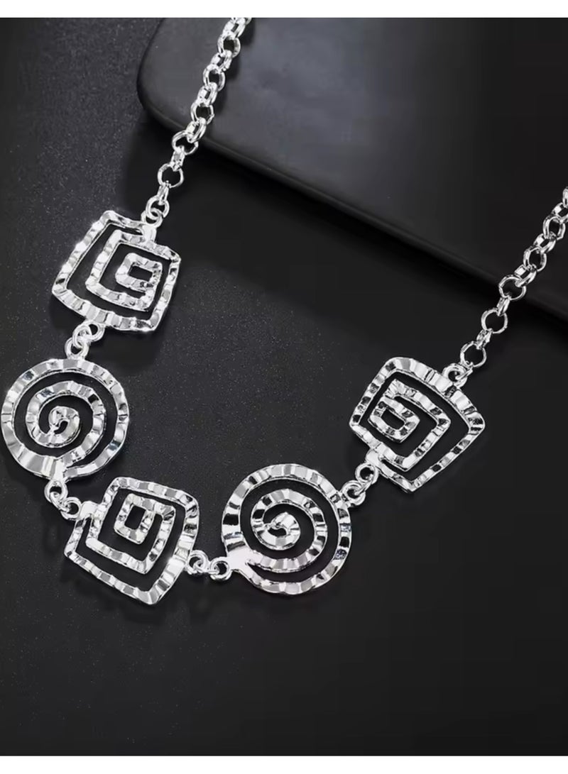 سلسال نسائي فاخر وأنيق مطلي بالفضة الخالصة 925 - Image 1