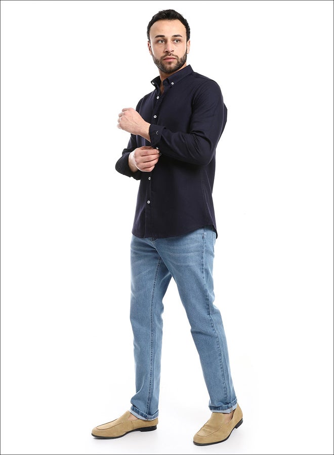 Andora Dark Navy Blue Full Front Buttons Closure Men Shirt_Dark Navy  - Image 1