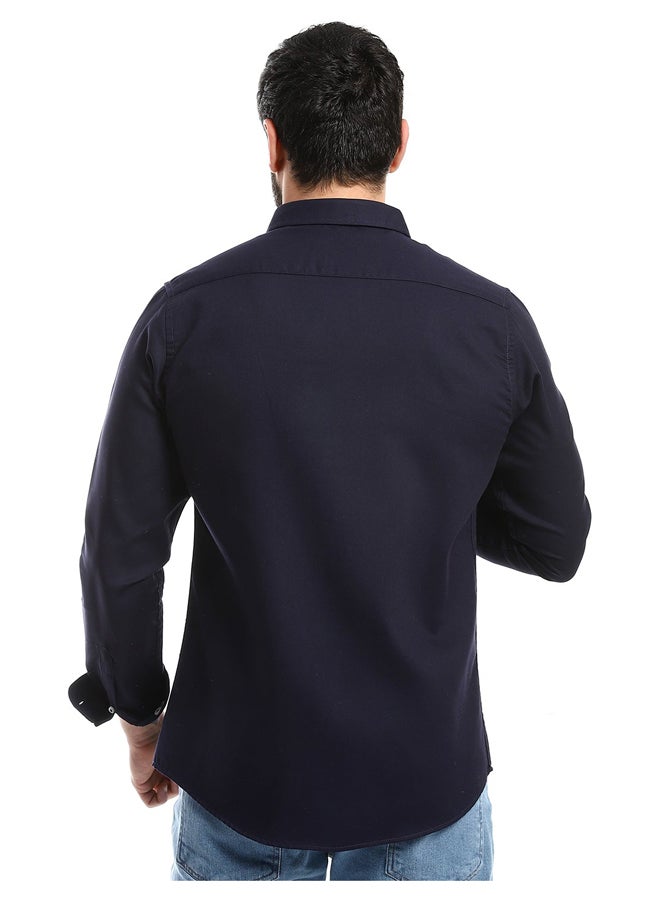 Andora Dark Navy Blue Full Front Buttons Closure Men Shirt_Dark Navy  - Image 3
