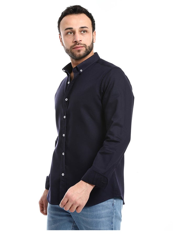 Andora Dark Navy Blue Full Front Buttons Closure Men Shirt_Dark Navy  - Image 5