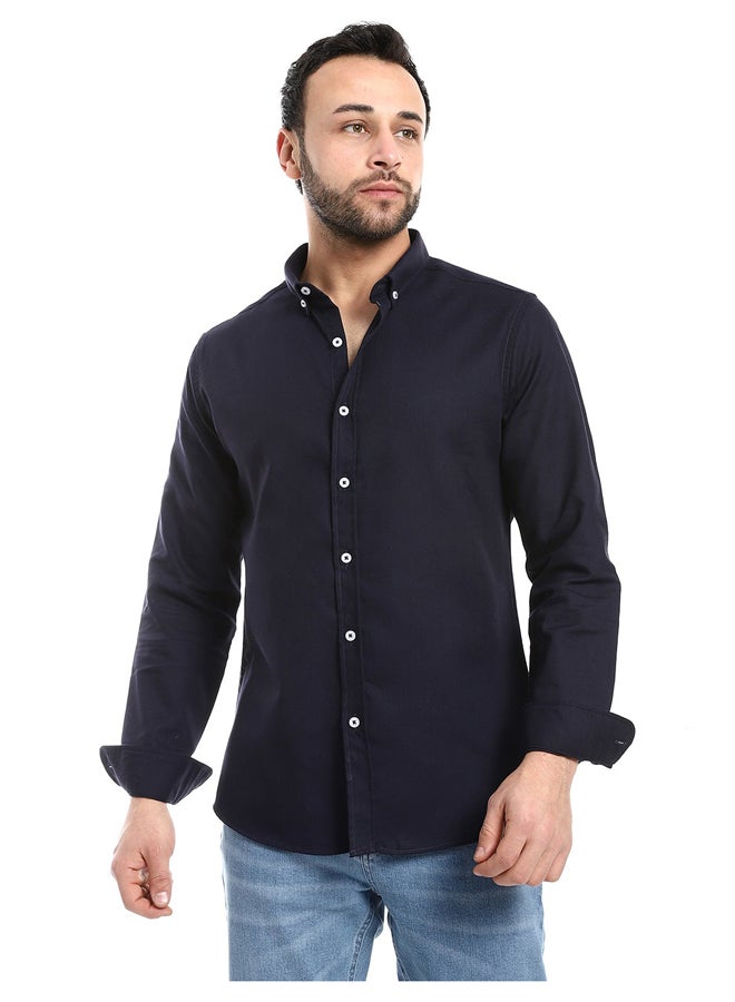 Andora Dark Navy Blue Full Front Buttons Closure Men Shirt_Dark Navy  - Image 2