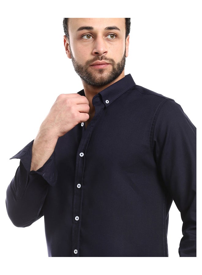 Andora Dark Navy Blue Full Front Buttons Closure Men Shirt_Dark Navy  - Image 4
