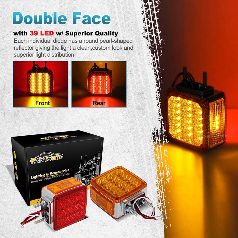 Partsam 2x Truck Trailer Square LED Stop Turn Tail Light - Image 4