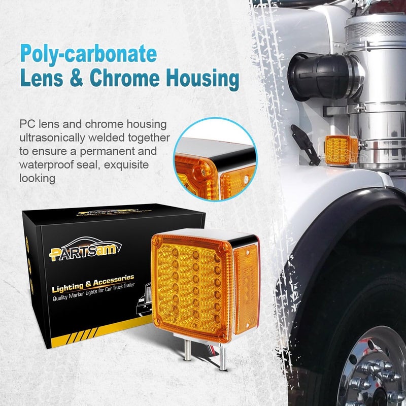 Partsam 2x Truck Trailer Square LED Stop Turn Tail Light - Image 3