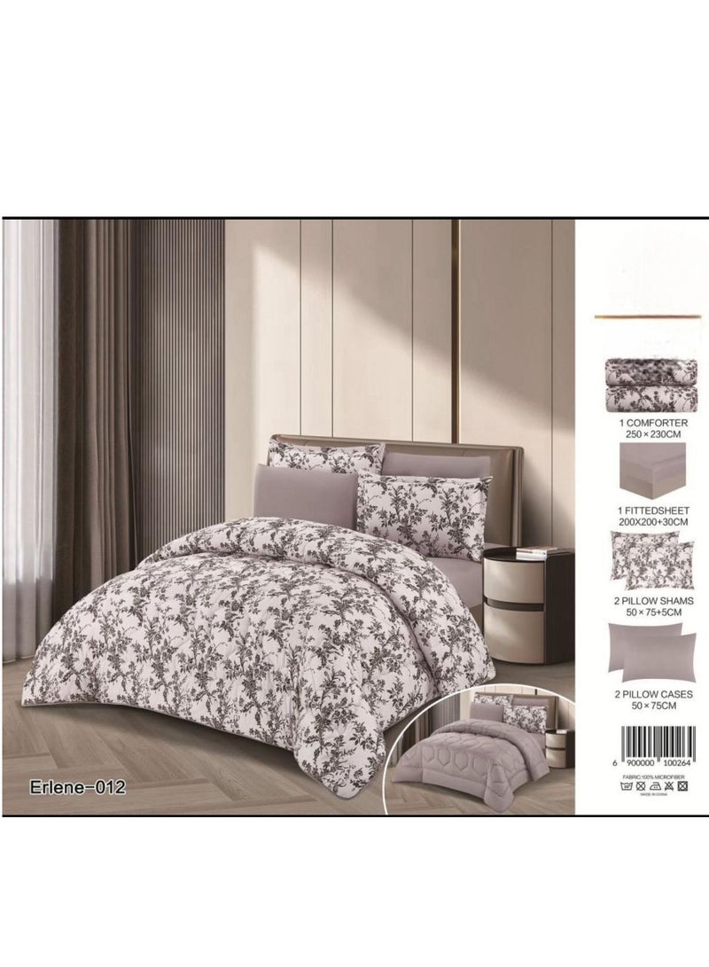 طقم مفارش سرير 6 قطع مايكروفايبر ناعم – مقاس 200×200 سم بتصميم عصري أنيق