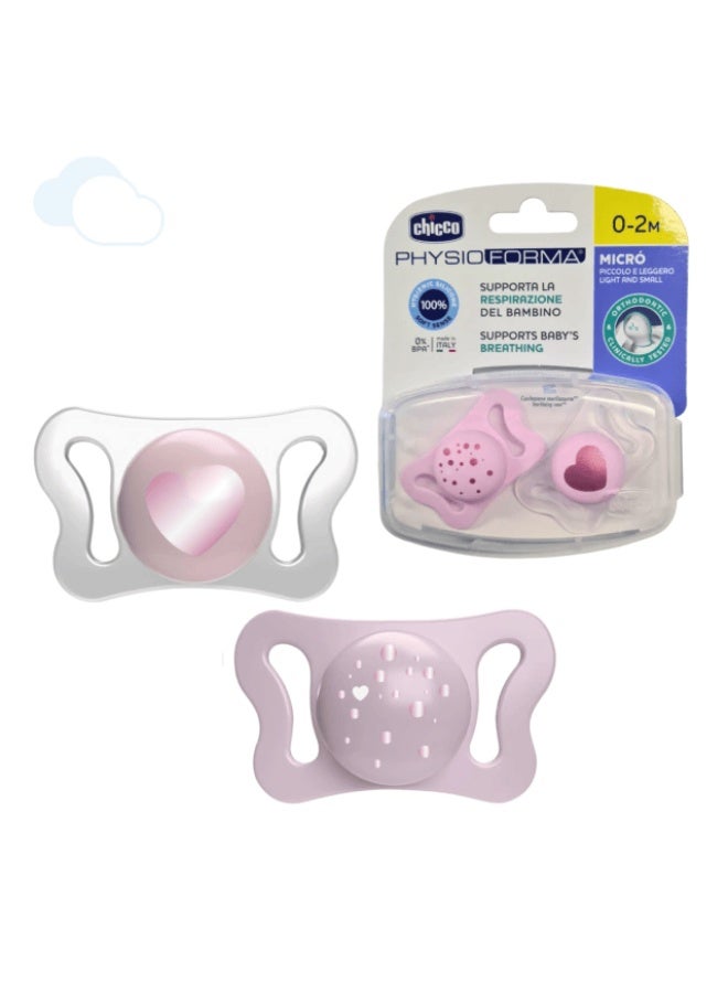 Chicco PhysioForma Micro Pacifier 0–2 Months, Supports Baby’s Breathing, BPA-Free Silicone, Extra Small and Lightweight Soother for Newborns - Image 1