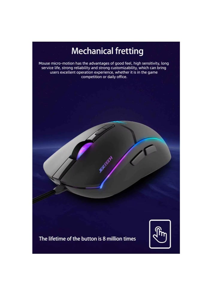 Generic - JERTECH XP14 Mouse New Best LED Braided Wire LOGO Design Backlit Adjustable 4 Gears DPI Mouse Wired Ergonomic 7D Gaming Mouse - Image 1