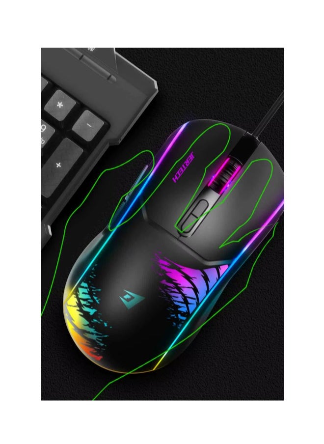 Generic - JERTECH XP14 Mouse New Best LED Braided Wire LOGO Design Backlit Adjustable 4 Gears DPI Mouse Wired Ergonomic 7D Gaming Mouse - Image 1