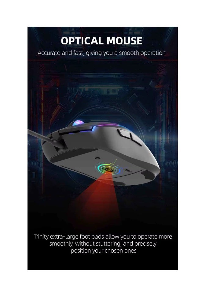 Generic - JERTECH XP14 Mouse New Best LED Braided Wire LOGO Design Backlit Adjustable 4 Gears DPI Mouse Wired Ergonomic 7D Gaming Mouse - Image 1