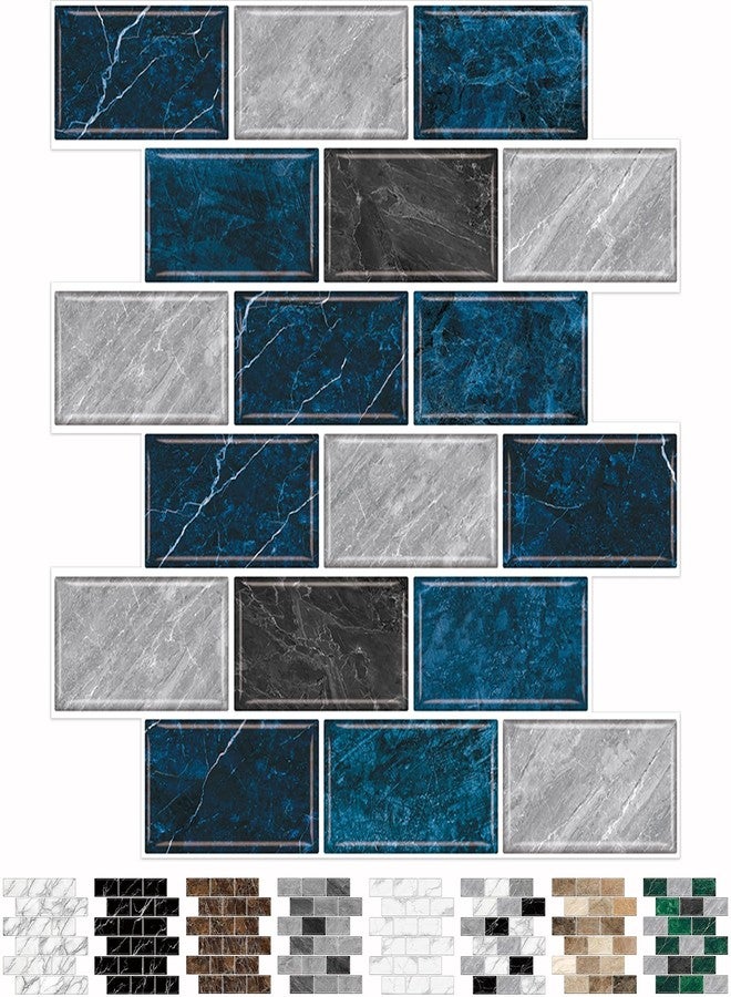 URCOLOR 10-Sheet Backsplash Tile for Kitchen Peel and Stick,12"x12" Self Adhesive Wall Tiles Stick on Back Splashes for Bathroom Blue Marble Look - Image 1