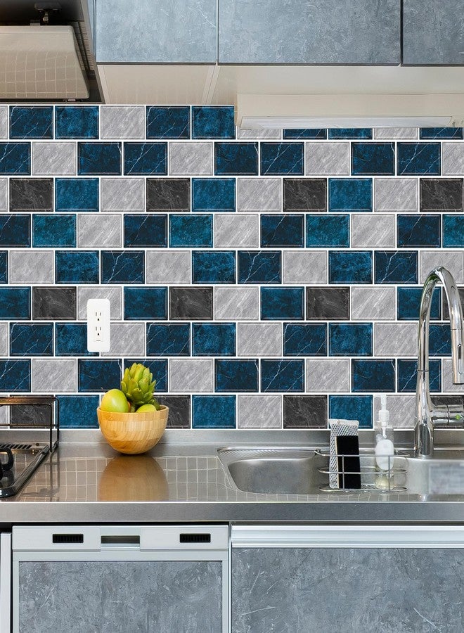 URCOLOR 10-Sheet Backsplash Tile for Kitchen Peel and Stick,12"x12" Self Adhesive Wall Tiles Stick on Back Splashes for Bathroom Blue Marble Look - Image 2