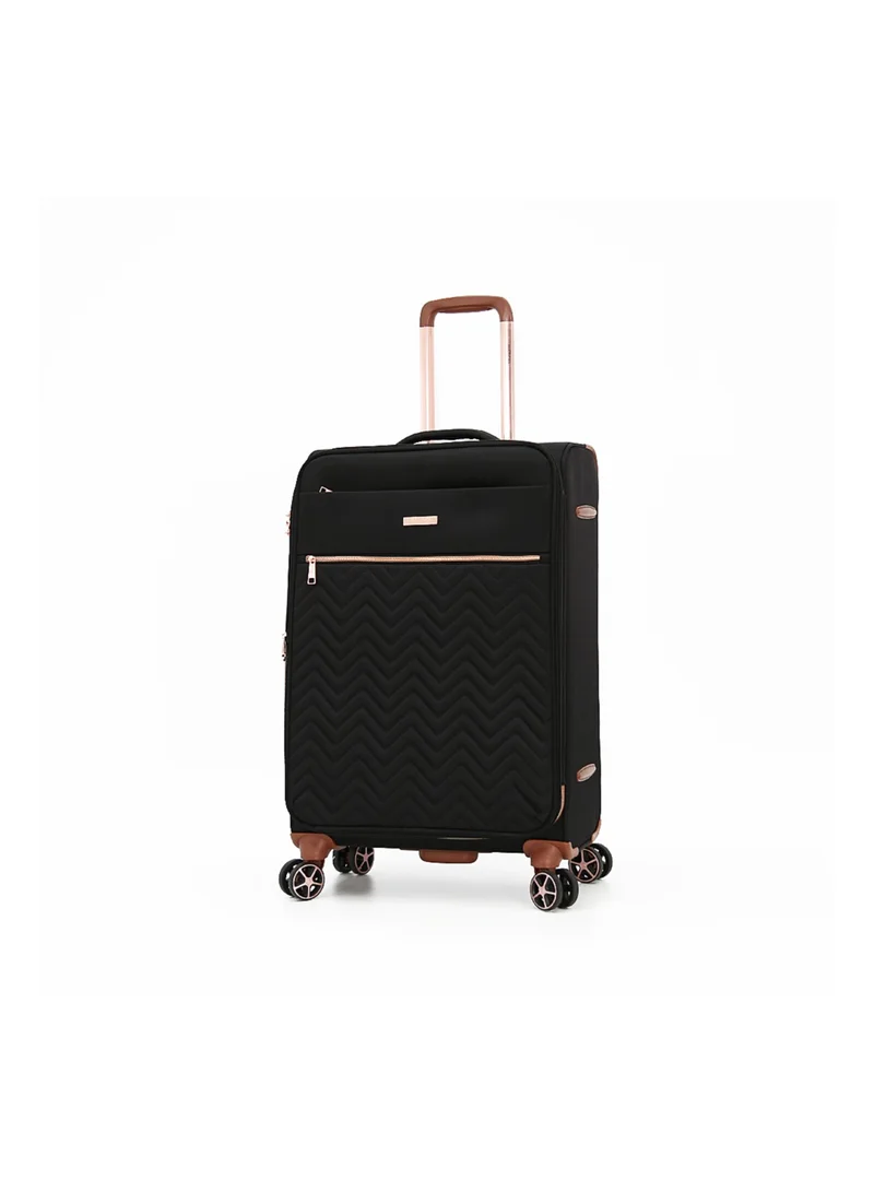 AMERICAN FLYER Softside Luggage Trolley Bag 3 Pieces Set,Black (S-20",M-24",L-28")