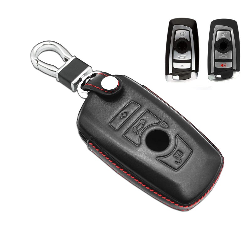 MECHCOS Compatible with BMW X1 X3 X4 X5 X6 3 5 7 Series M1 M2 M3 F05 F10 F20 F30 335 328 535 650 740 Key Fob Cover Leather Keyless Entry Remote Control Smart Jacket Case Protector Shell - Image 1
