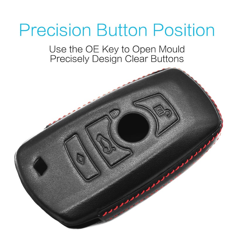 MECHCOS Compatible with BMW X1 X3 X4 X5 X6 3 5 7 Series M1 M2 M3 F05 F10 F20 F30 335 328 535 650 740 Key Fob Cover Leather Keyless Entry Remote Control Smart Jacket Case Protector Shell - Image 2