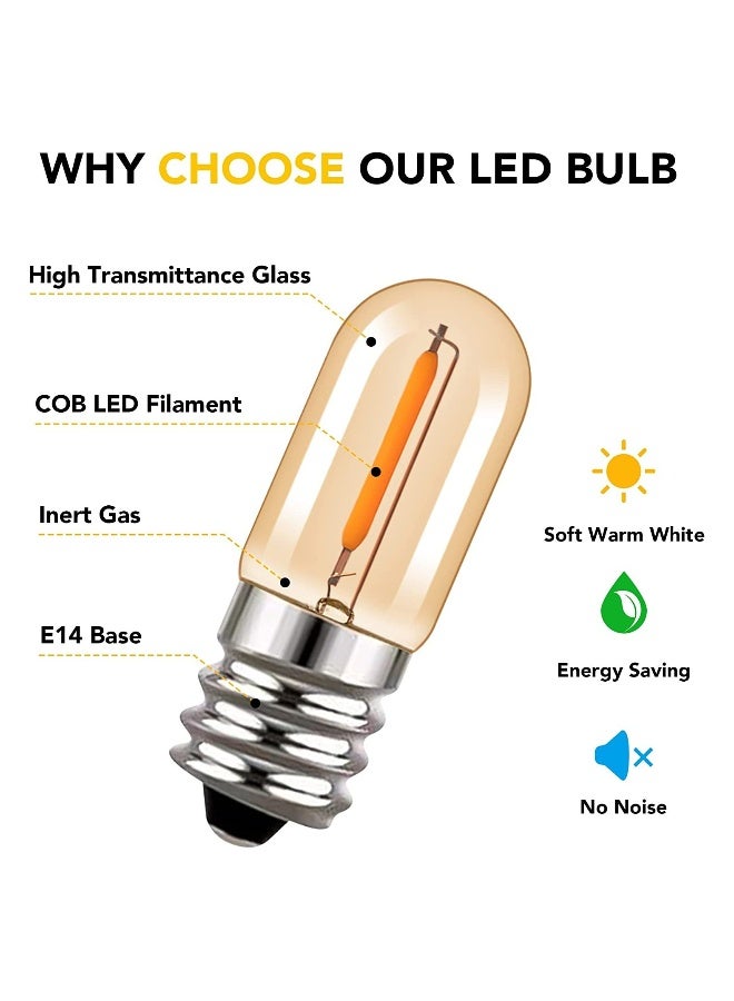 E14 LED Light Bulbs, T16 0.6W Vintage Edison Screw Light Bulb Tubular Night Light Mini Bulb Warm White 2200K Amber Light Bulb for Sewing Machine Refrigerator, Non-dimmable (Mini 5Pcs)  - Image 5