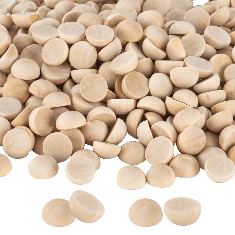 12 inch Half Wooden Balls 500PCS Unfinished Round Wood Half Sphere Balls 12mm Small Natural Wooden Half Split Balls for Crafts and DIY Decorative Projects