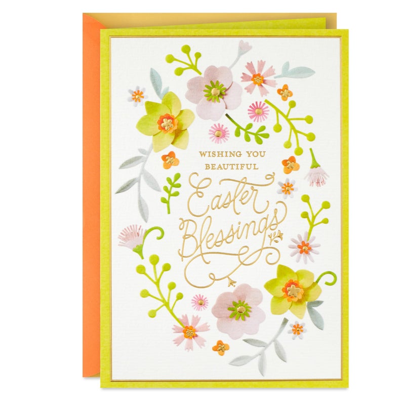 Hallmark DaySpring Religious Easter Card (Beautiful Blessings, Pink and Yellow Flowers) for Friend, Relative, Coworker - Image 1