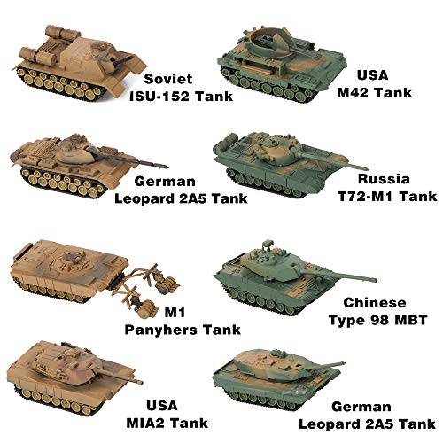 PROLOSO Military Army Playset 8 Take Apart Battle Tank Models and 20 Tiny Toy Soldiers - Image 2