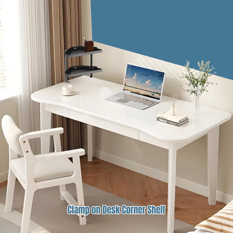 Yuxh Clamp On Desk Corner Shelf 2 Tier Cilp Under Table Corner Organizer, Black-M, 16 inch - Image 5