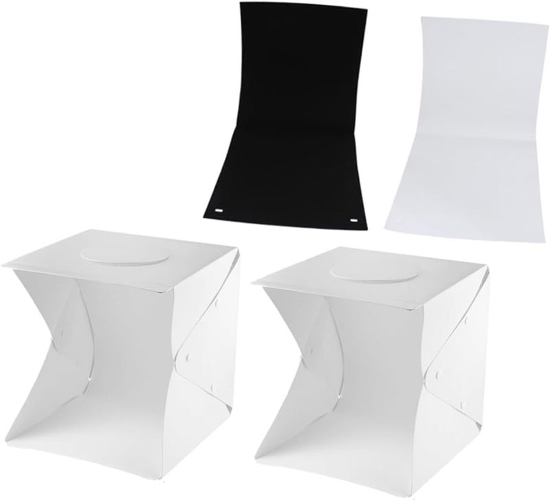 Portable Photography Light Box Tent 30cm Mini LED Photo Light Tent Kit with Black and White Backdrops for Product and Jewelry Shooting - Image 1
