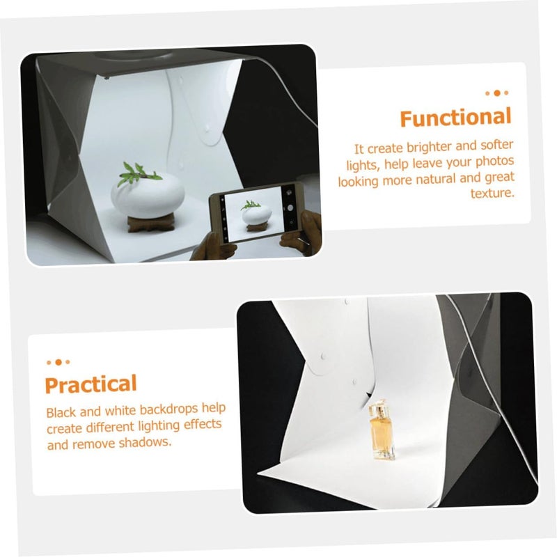 Portable Photography Light Box Tent 30cm Mini LED Photo Light Tent Kit with Black and White Backdrops for Product and Jewelry Shooting - Image 3