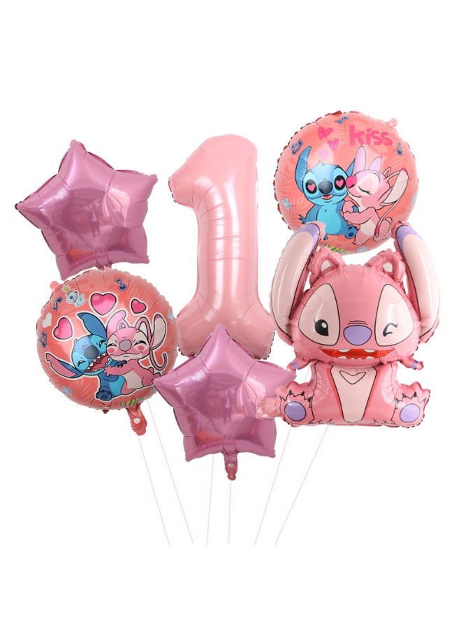 STITCH 6-piece set of Stitch-themed birthday party decorations for 1 year old
