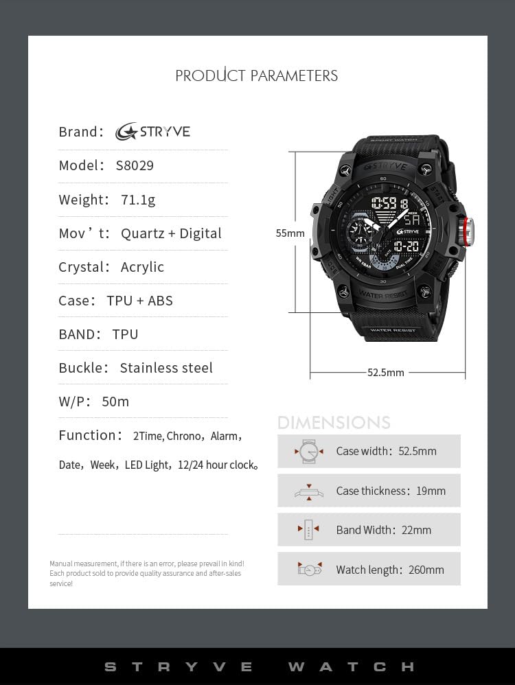 Gosasa Men's Watches Multi Function Military S-Shock Sports Watch LED Digital Waterproof Alarm Watches - Image 5