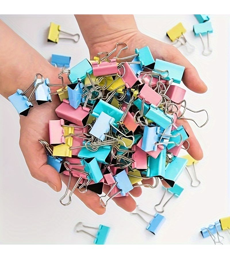 Mixed Colors Binder Clips 15mm 10 Pack for Office School Documents Sealing - Image 1