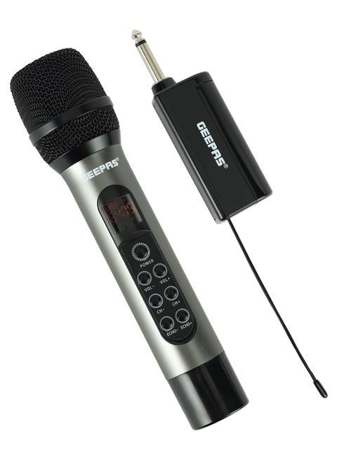 Geepas UHF Wireless Microphone- GMP15014| High-Quality Sound and Low Noise, Improves Mobility and Flexibility| Select up to 30 Unique Frequencies, Effective Range 100 ft. , Perfect for Live Performers