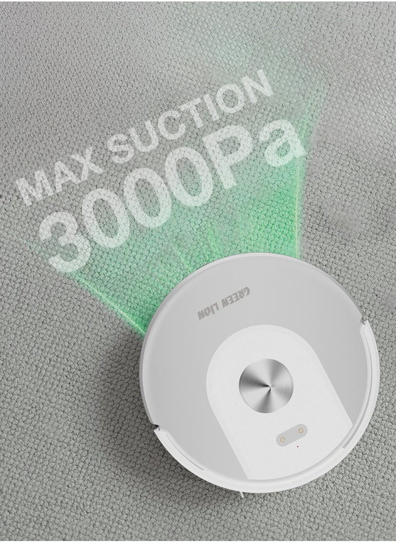 Smart Robot Vacuum 3000PA / Vacuum & Mop / Room Mapping / Path Planning Vacuum Cleaner / Schedule Ahead / Efficiency Cleaning & Mopping/ Low Noise Vacuum for Pet Owners / Smart Robo Vacuum - White