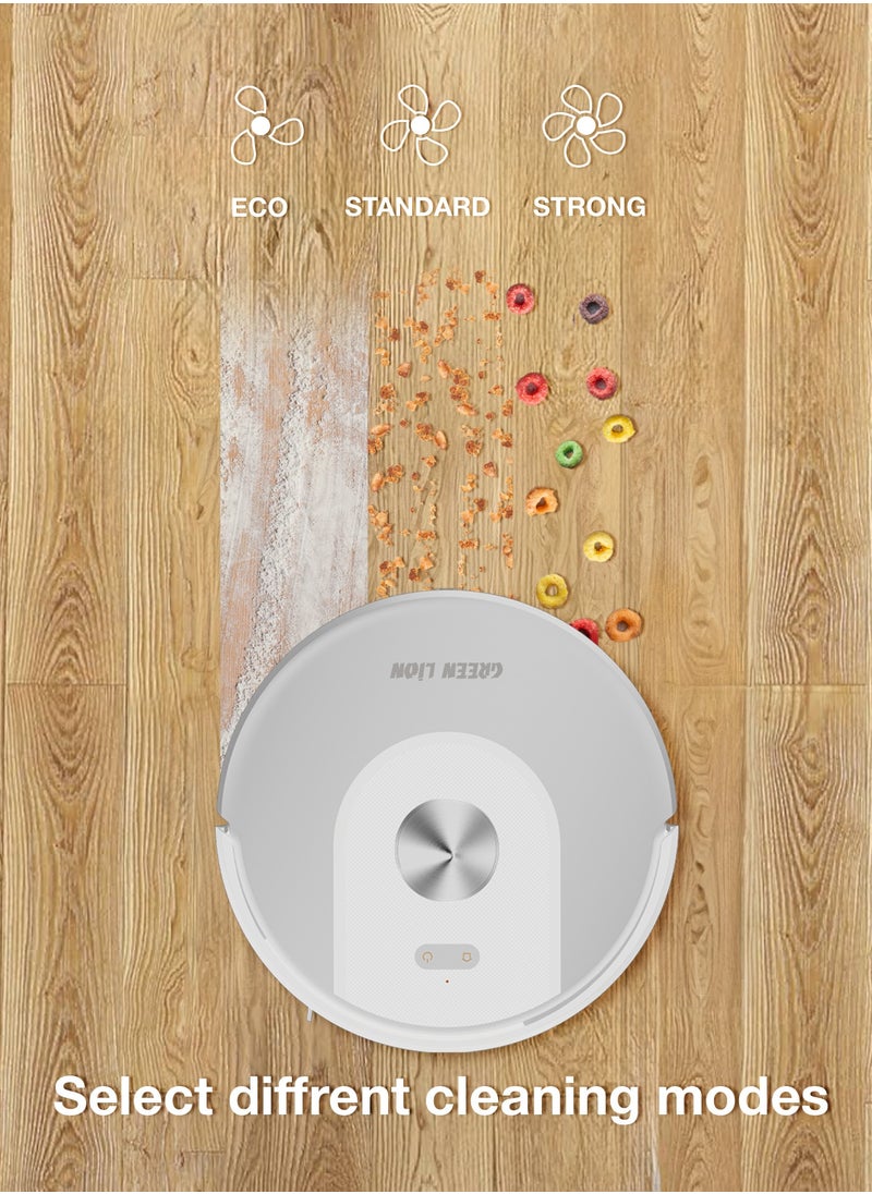 Smart Robot Vacuum 3000PA / Vacuum & Mop / Room Mapping / Path Planning Vacuum Cleaner / Schedule Ahead / Efficiency Cleaning & Mopping/ Low Noise Vacuum for Pet Owners / Smart Robo Vacuum - White