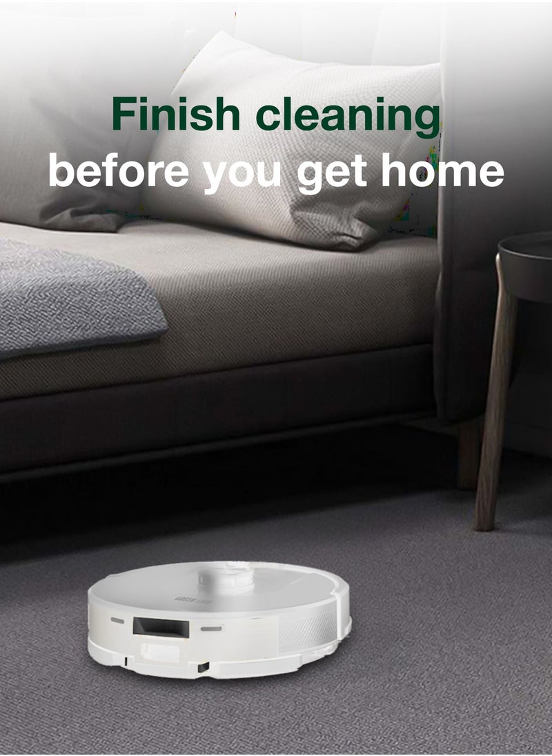 Smart Robot Vacuum 3000PA / Vacuum & Mop / Room Mapping / Path Planning Vacuum Cleaner / Schedule Ahead / Efficiency Cleaning & Mopping/ Low Noise Vacuum for Pet Owners / Smart Robo Vacuum - White