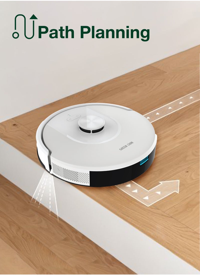 Smart Robot Vacuum 3000PA / Vacuum & Mop / Room Mapping / Path Planning Vacuum Cleaner / Schedule Ahead / Efficiency Cleaning & Mopping/ Low Noise Vacuum for Pet Owners / Smart Robo Vacuum - White