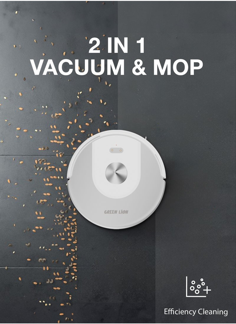 Smart Robot Vacuum 3000PA / Vacuum & Mop / Room Mapping / Path Planning Vacuum Cleaner / Schedule Ahead / Efficiency Cleaning & Mopping/ Low Noise Vacuum for Pet Owners / Smart Robo Vacuum - White