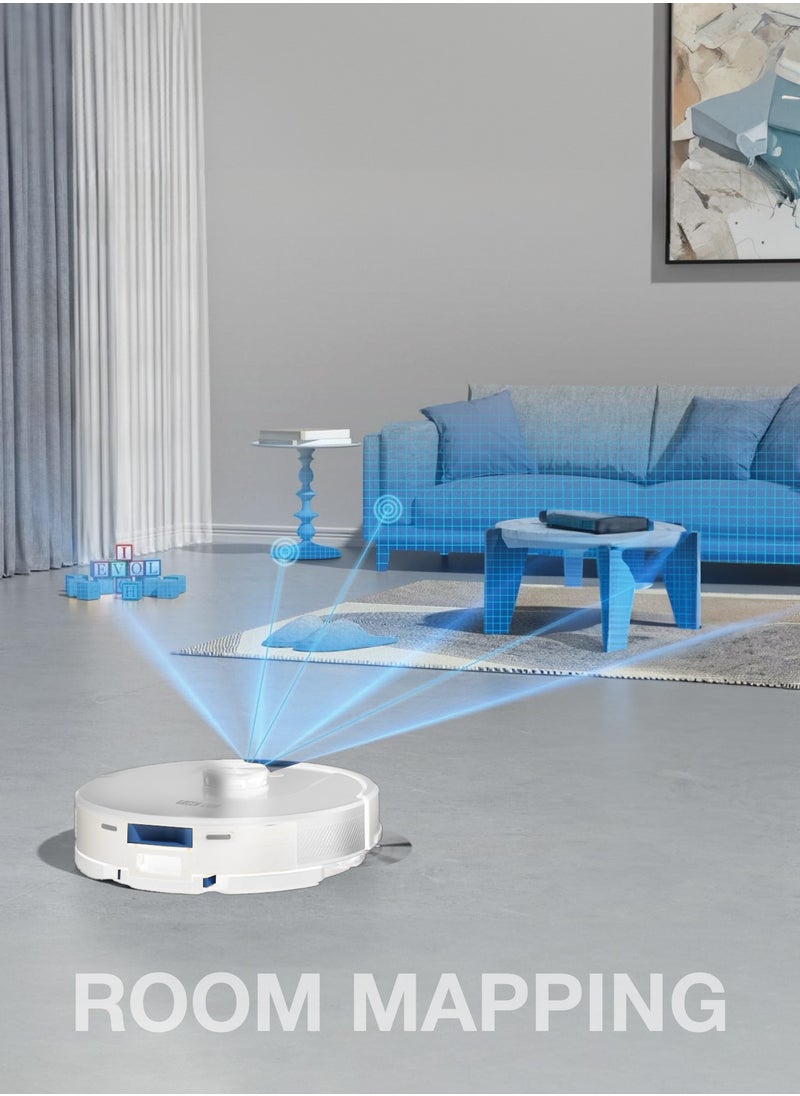 Smart Robot Vacuum 3000PA / Vacuum & Mop / Room Mapping / Path Planning Vacuum Cleaner / Schedule Ahead / Efficiency Cleaning & Mopping/ Low Noise Vacuum for Pet Owners / Smart Robo Vacuum - White