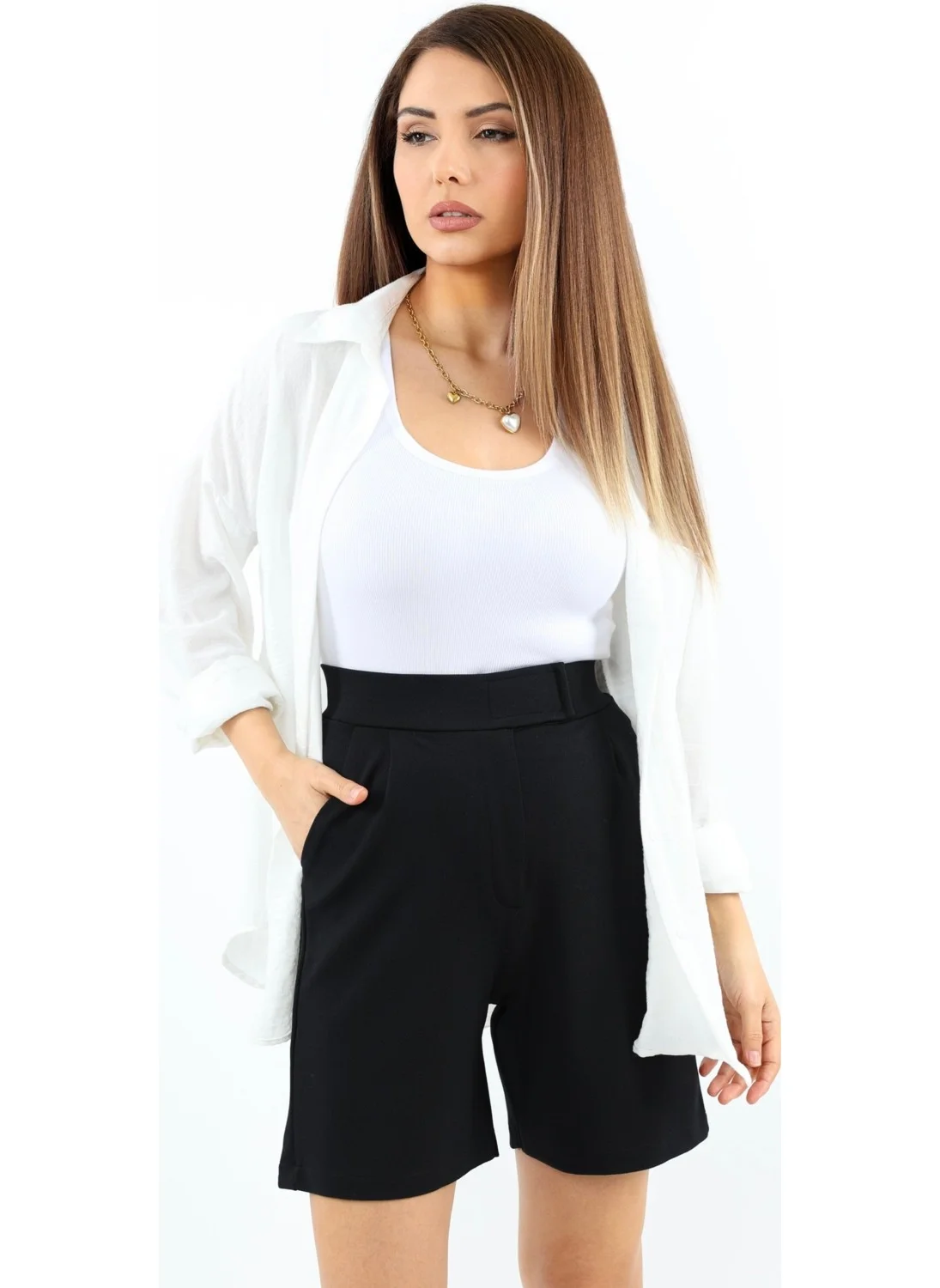 ريتنيس Line Women's Lycra Velcro Black Shorts