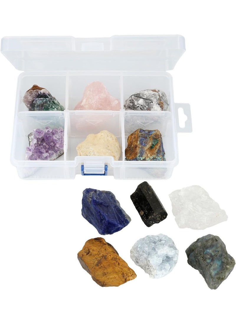 SUNYIK SUNYIK 6 Assorted Rough Stone Raw Crystal Quartz for Tumbling,Cabbing,Crystal Healing Kits 