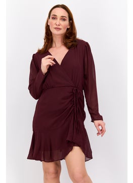 Women Solid Mini Dress, Maroon