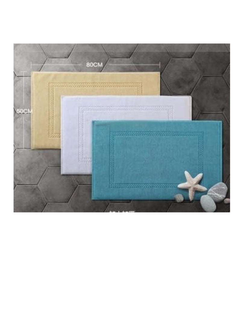 A M E Egyptian Cotton Bathroom Floor Mat (1pc Pack, 50 x 80 cm) - 900 GSM, Super Soft, Non-Slippery, and Extra Absorbent Floor Mat for Elegant Look (Beige)  - Image 3
